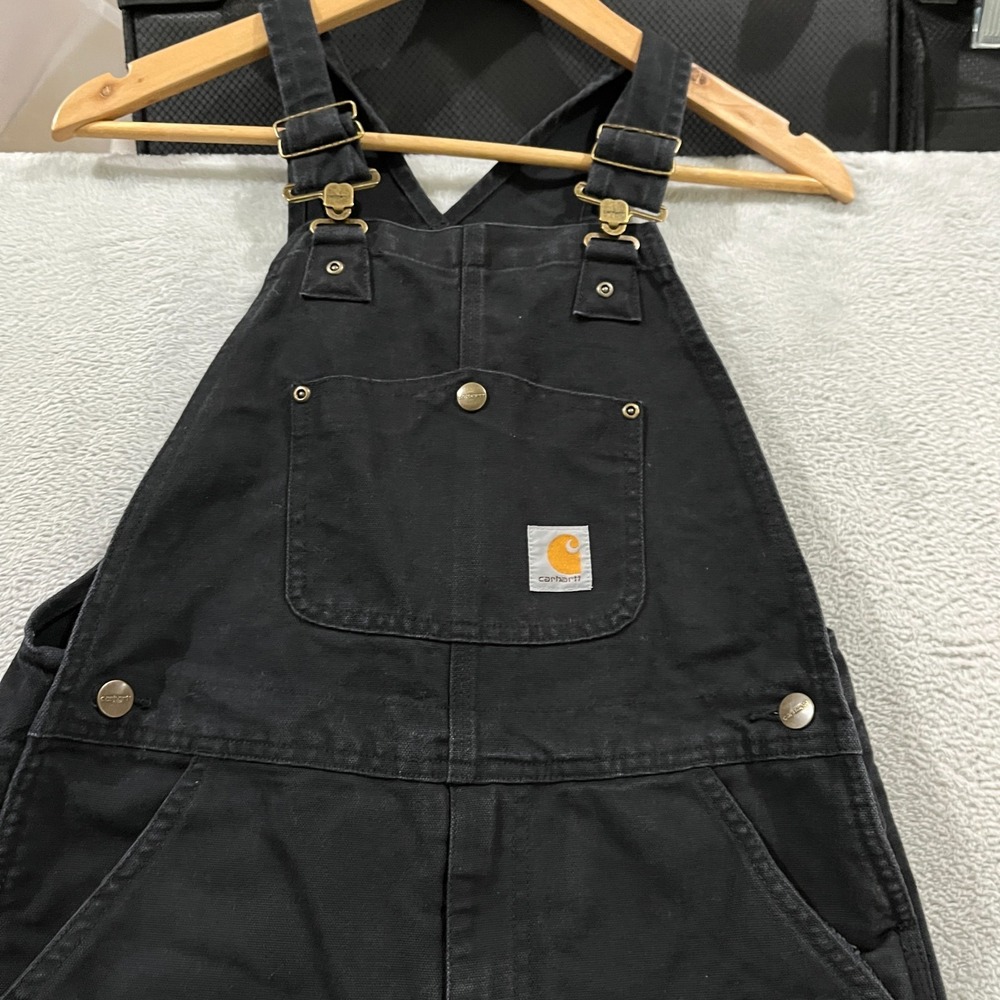 CARHARTT  Black Duck Bib Overalls Double Knee Quilted Womens 12  Insulated 90s - Picture 4 of 9